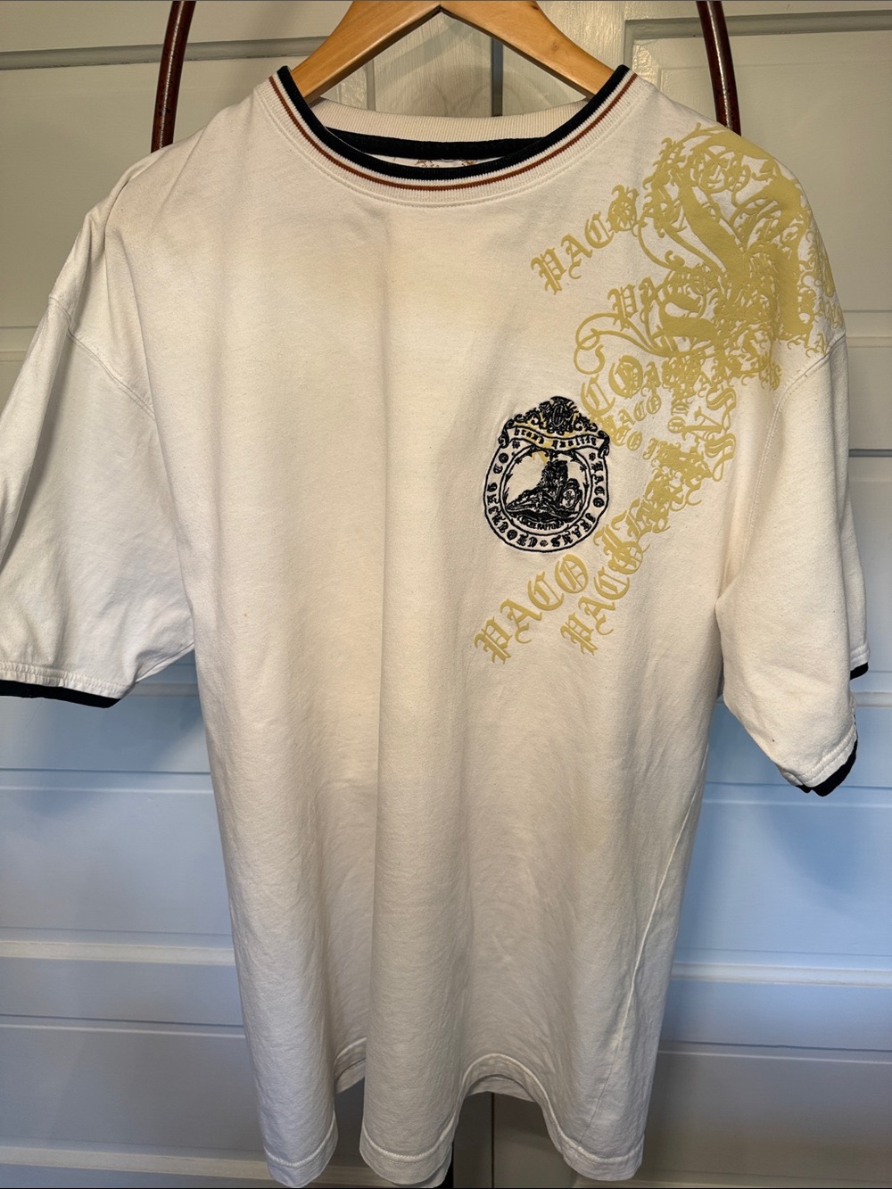 Y2K Paco Jeans Graphic T Shirt XXL Oversized Streetwear Embroidered Crest